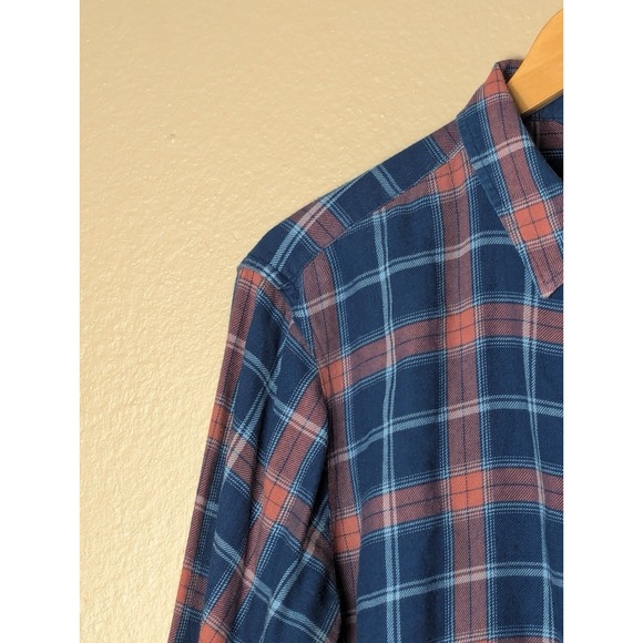 Marine Layer Plaid Flannel Shirt Mens Large Blue Red Cotton - Picture 4 of 14